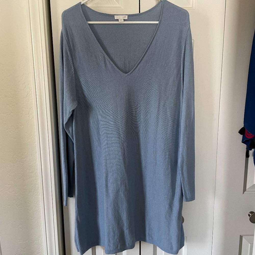 J.Jill Blue Cotton/Viscose Blend Blue tunic sweater.  Size Large